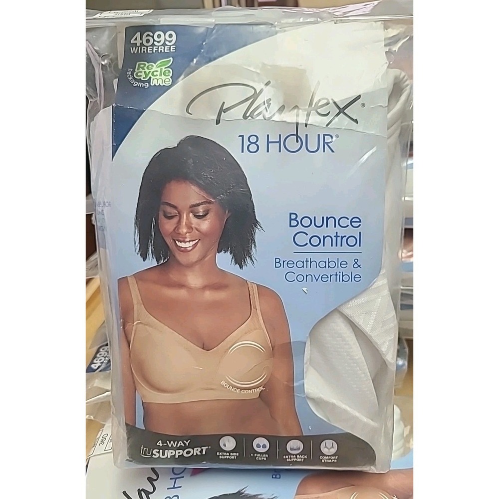 Playtex 18 Hr 4 Way Support with Bounce Control Bra (4699 Wirefree) 42DDD White